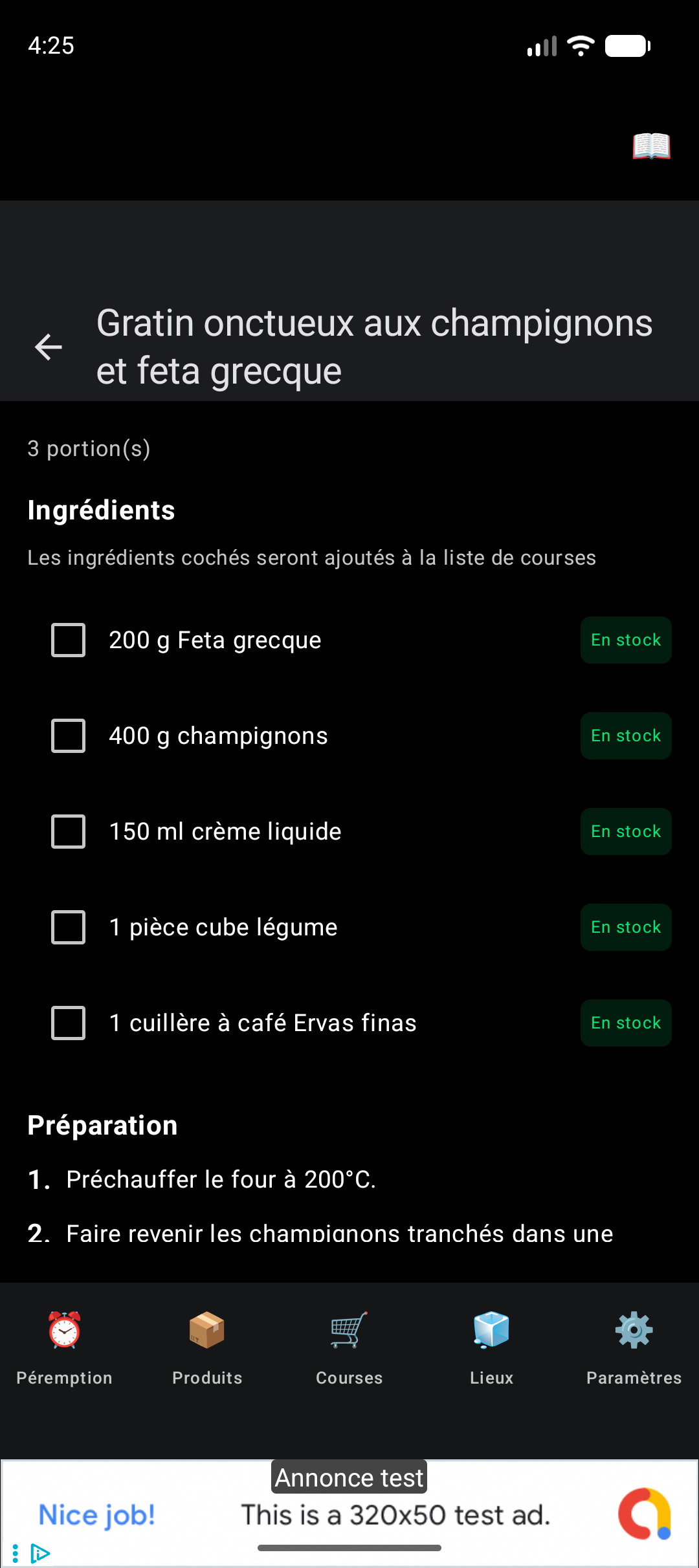 Détail de la Recette